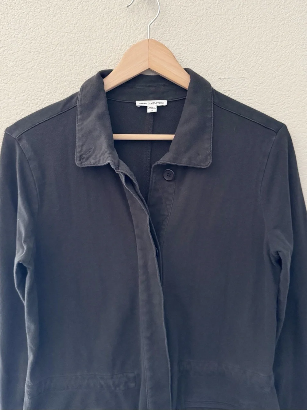 James Perse 100% Cotton Field Utility Military Jacket Large Washed Black Casual - Picture 3 of 9